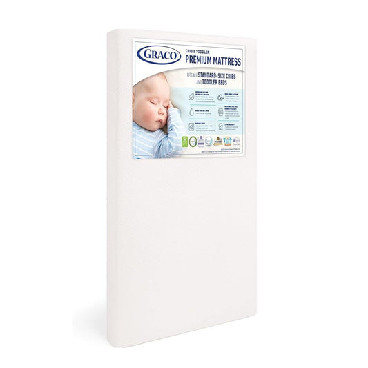 Graco Premium Crib & Toddler Mattress – Ideal for Baby Cribs & Toddler Beds, GREENGUARD Gold, OEKO-TEX, CertiPUR-US Certified, Waterproof and Machine Washable Cover. Fits Standard Crib & Toddler Beds