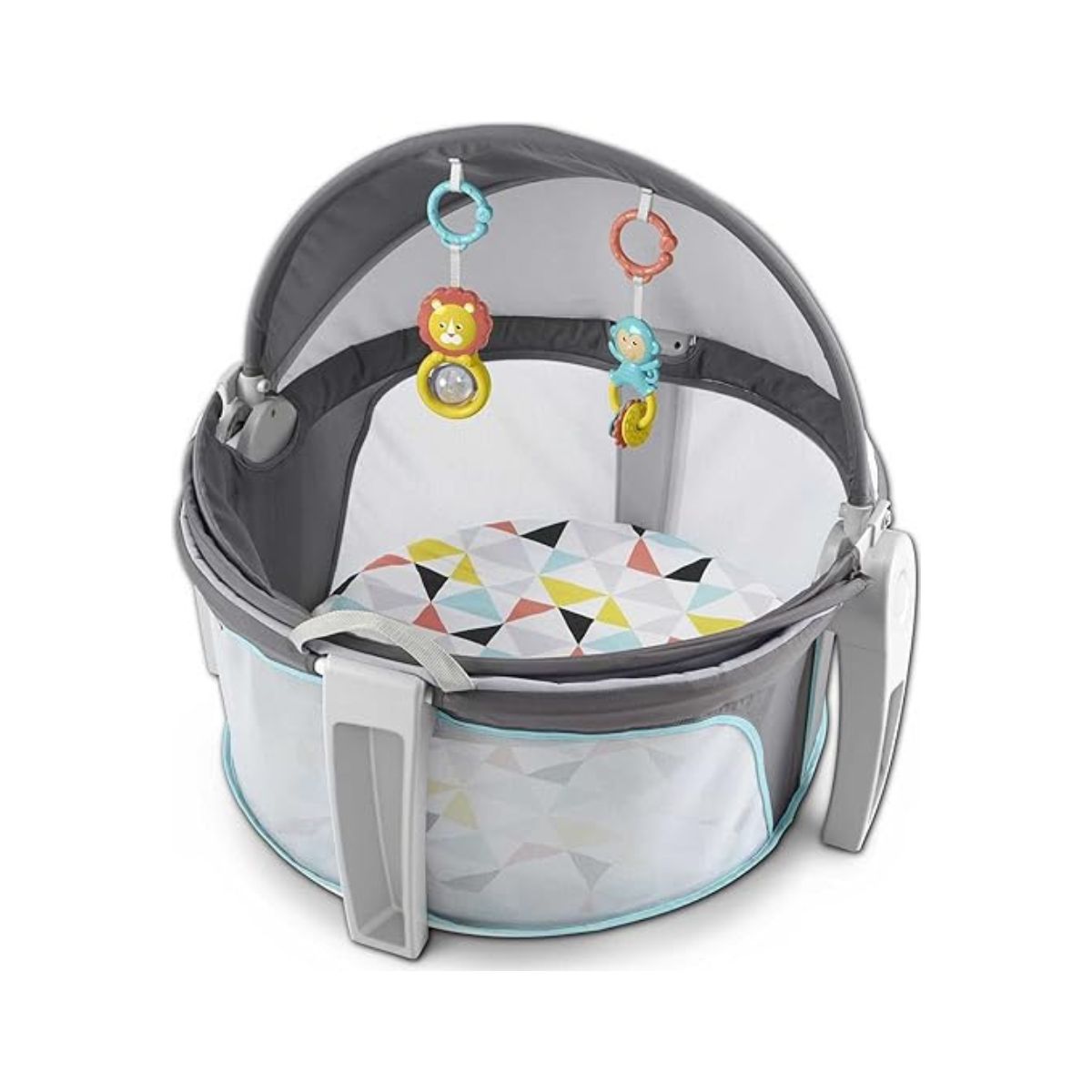 Fisher-Price Portable Bassinet On-The-Go Baby Dome, Travel Play Space with Developmental Newborn Toys & Canopy, Windmill