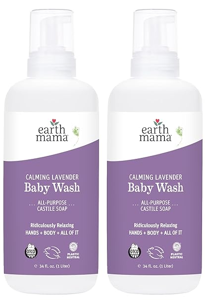 Earth Mama Simply Non-Scents Baby Wash Foaming Hand Soap, Organic All-Purpose Fragrance Free Body Wash for Sensitive Skin, Castile Soap with Coconut Oil, Shea Butter, Calendula, & Aloe, 34floz (2-Pk)