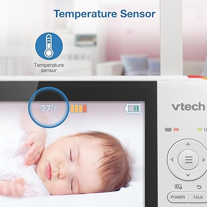 VTech VM924 5" Screen Remote Pan-Tilt-Zoom Baby Monitor with Camera&Audio,Up to 31Hrs Battery for Audio&17Hrs Video Streaming, Long Range Up to 1000ft,Night Vision,Soothing Sound,Temperature Sensor