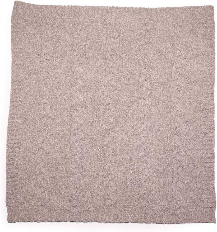 Barefoot Dreams CozyChic Heathered Cable Baby Blanket, Receiving Blanket, Newborn Fuzzy Blanket Toddler Infant Unisex Throw-30”x32”, Dove Gray