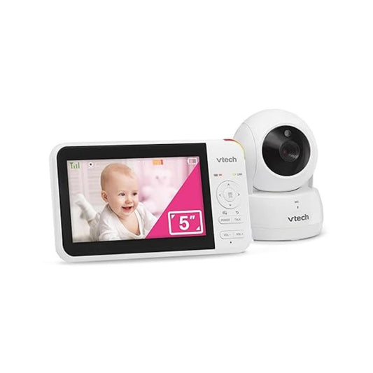 VTech VM924 5" Screen Remote Pan-Tilt-Zoom Baby Monitor with Camera&Audio,Up to 31Hrs Battery for Audio&17Hrs Video Streaming, Long Range Up to 1000ft,Night Vision,Soothing Sound,Temperature Sensor